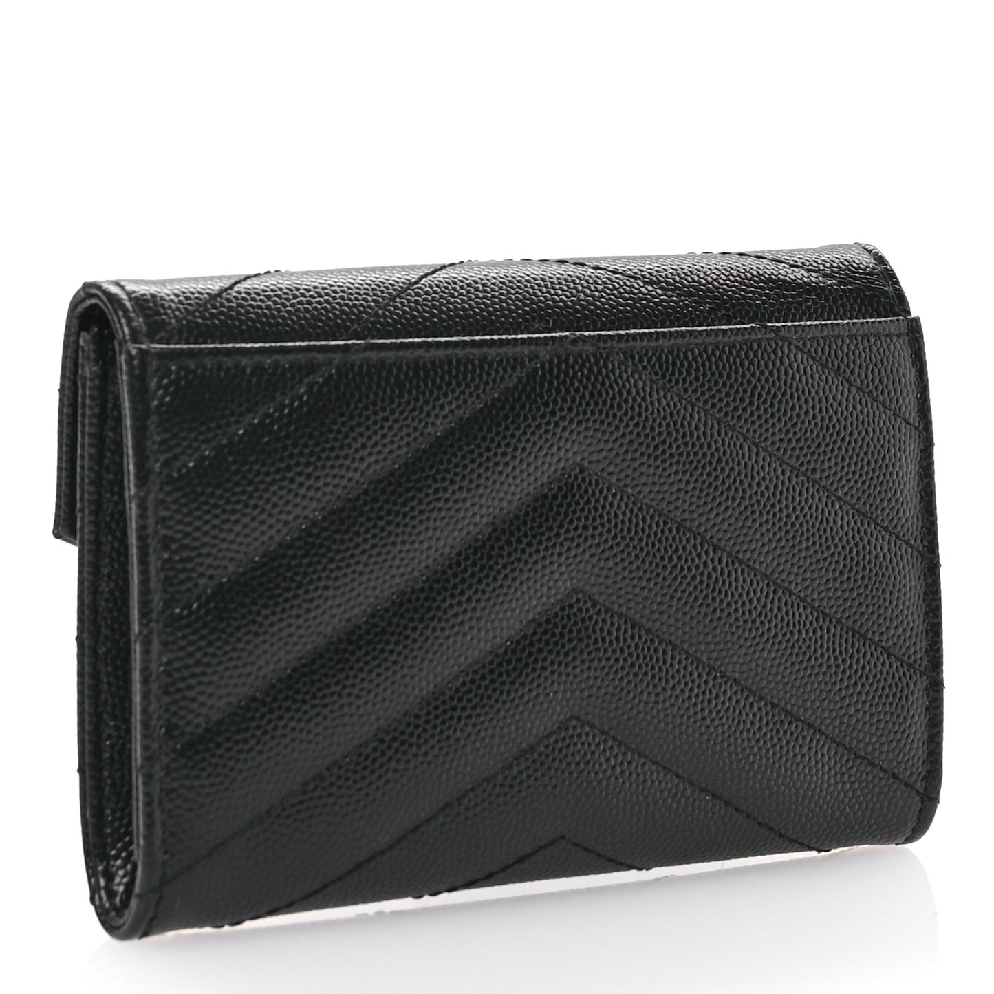 Grain De Poudre Matelasse Chevron Small Monogram Envelope Wallet Black