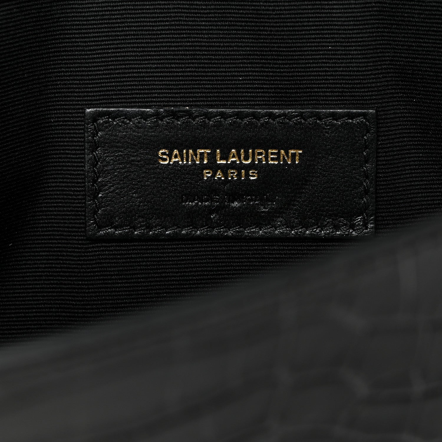 Saint Laurent Calfskin Crocodile Embossed Uptown Monogram Clutch Black 6 of 7