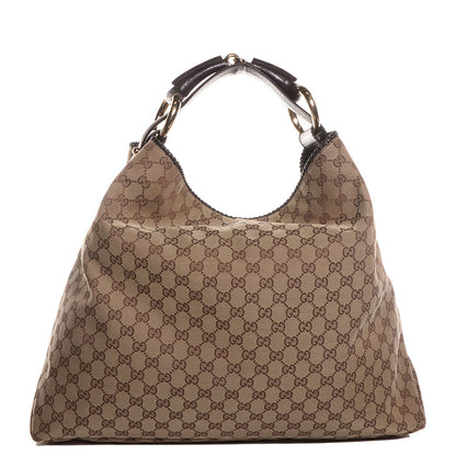 Gucci Monogram Large Horsebit Chain Hobo Dark Brown 1 of 7