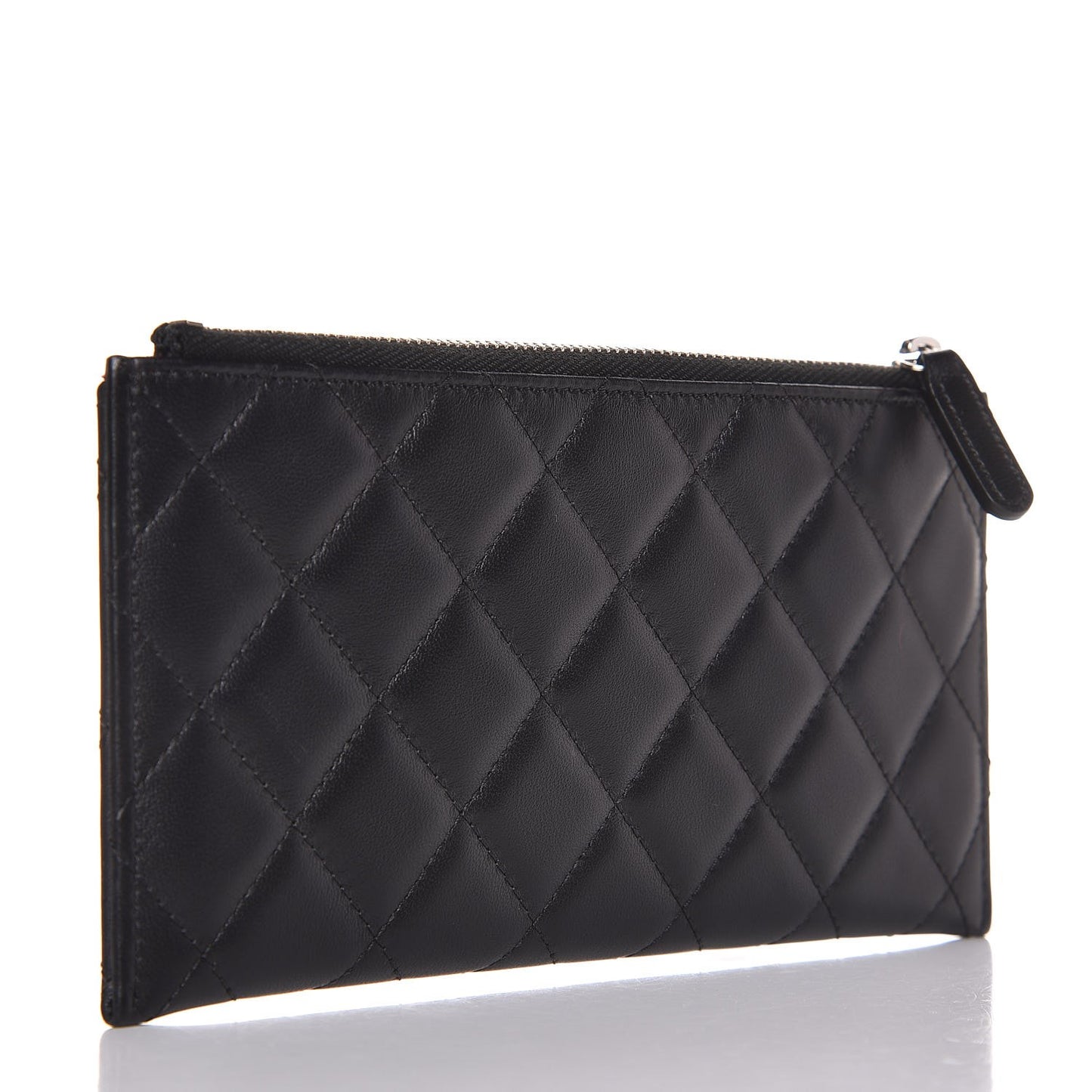 Lambskin Quilted Classic Zip Pouch Black