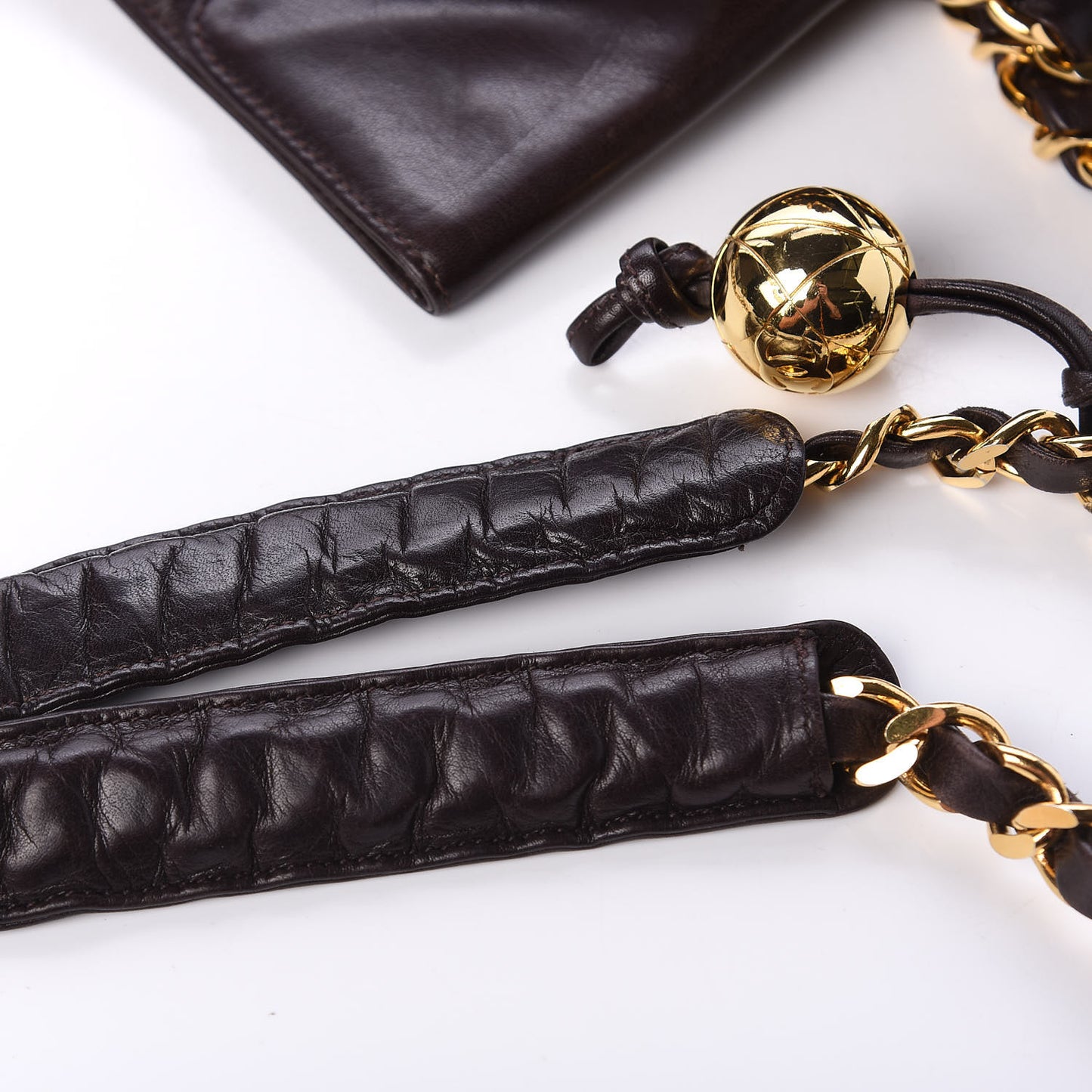 Suede Quilted Tote Bag Brown