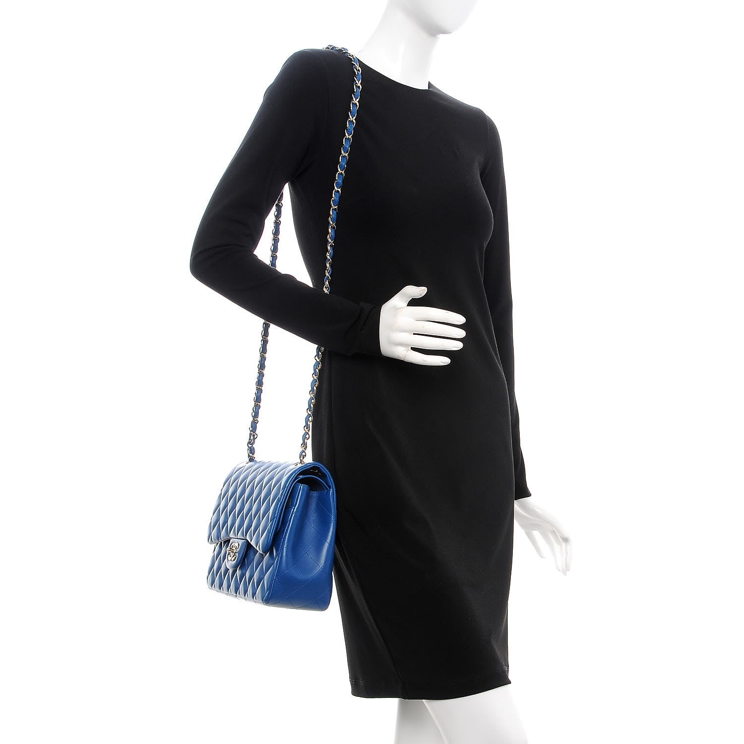 Chanel Lambskin Quilted Jumbo Double Flap Blue 2 of 9