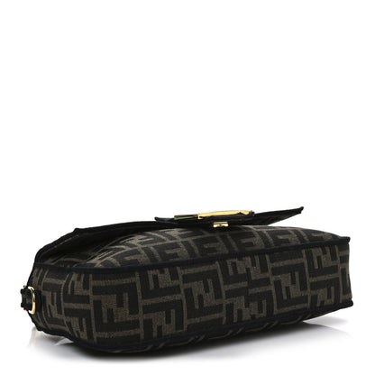 Fendi Fabric Jacquard FF 1974 Medium Baguette Tobacco Moro Black 4 of 11