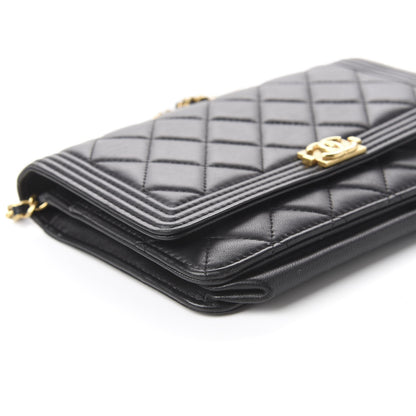 Chanel Calfskin Quilted Boy Wallet On Chain WOC Black 8 of 10