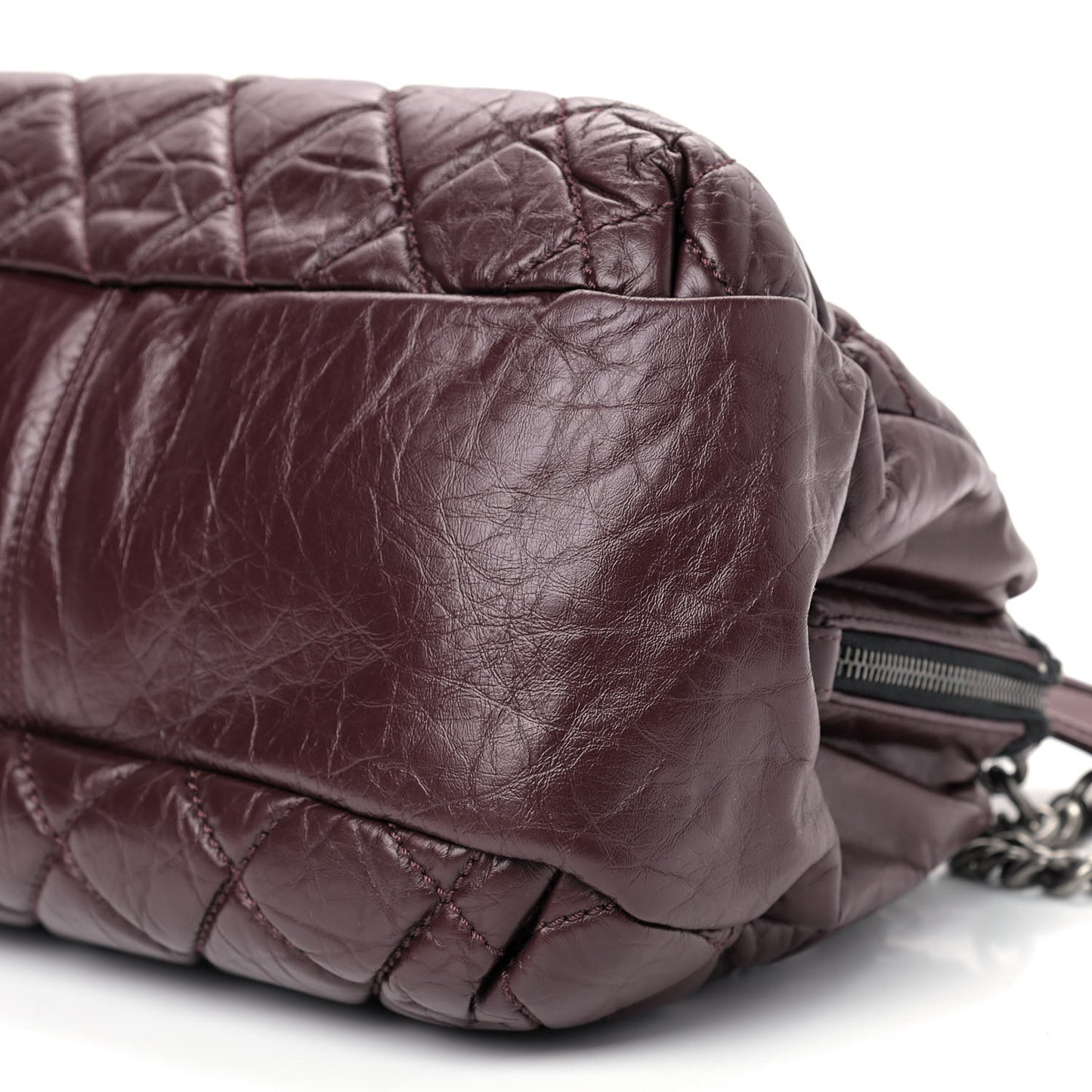 Aged Calfskin Quilted Tweed Portobello Tote Burgundy