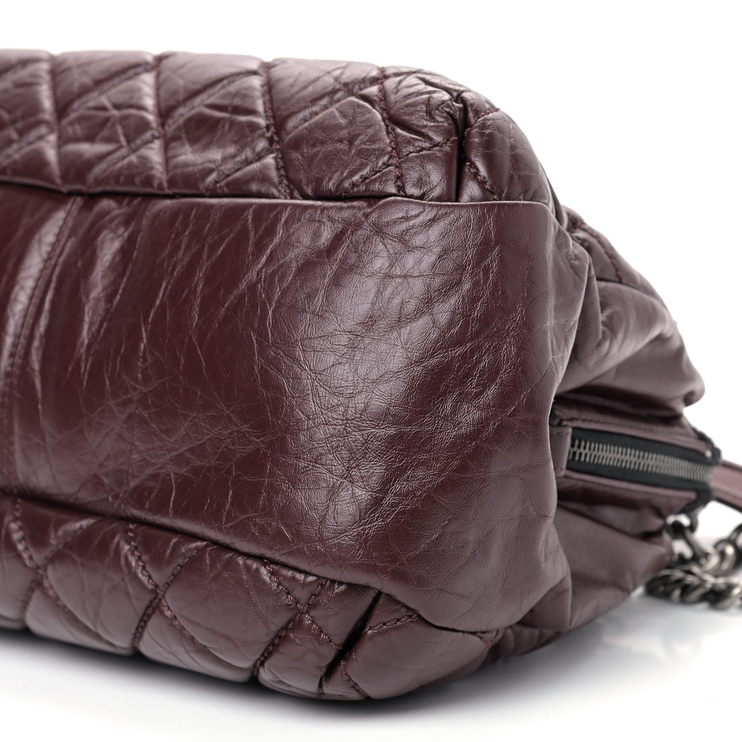 Chanel Aged Calfskin Quilted Tweed Portobello Tote Burgundy 8 of 10