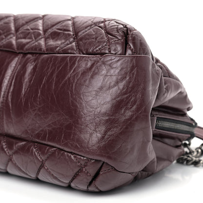 Chanel Aged Calfskin Quilted Tweed Portobello Tote Burgundy 8 of 10