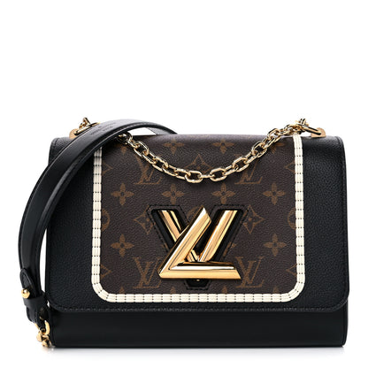 Louis Vuitton Calfskin Monogram Braided Twist Shoulder Bag MM Black 3 of 9