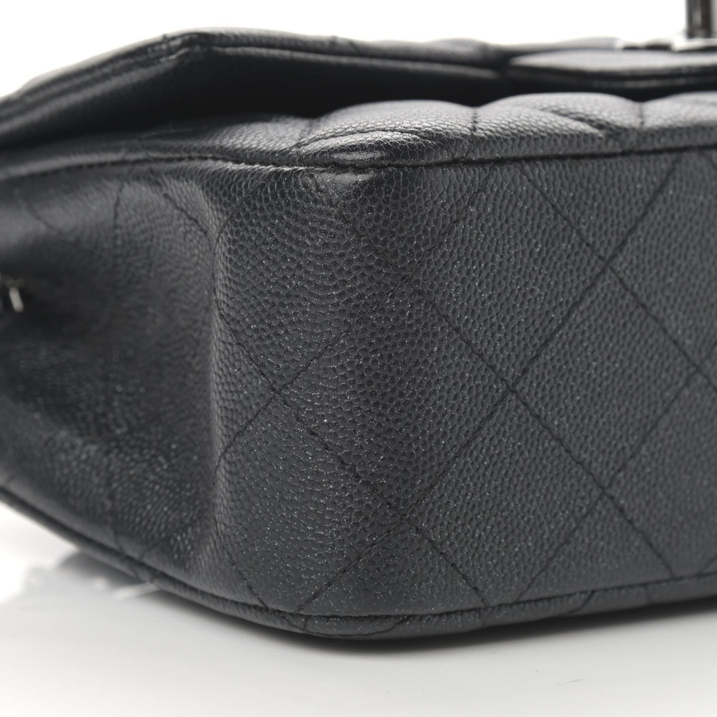 Iridescent Caviar Quilted Mini Rectangular Flap Black