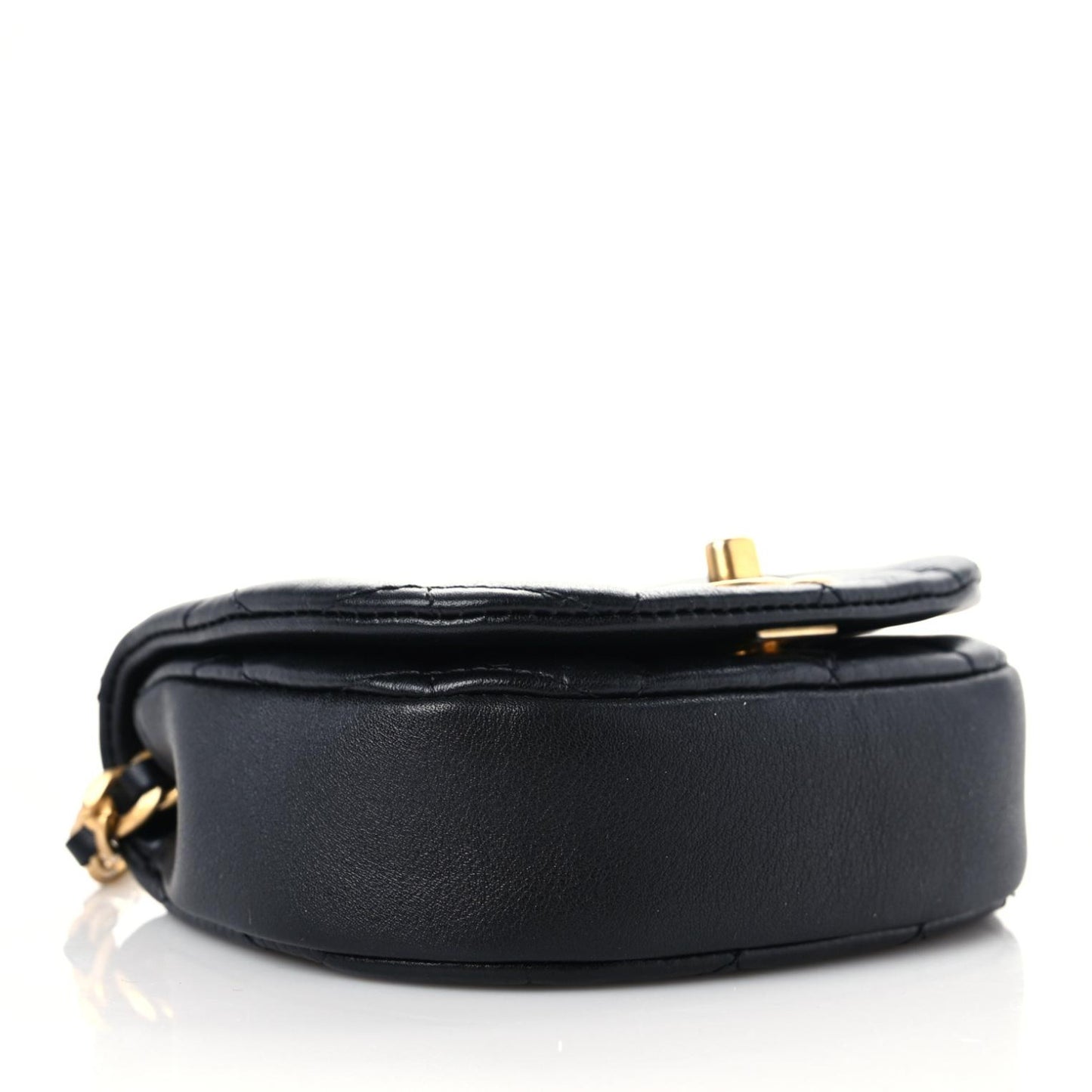 Calfskin Quilted Mini Coco Mail Clutch with Chain Black