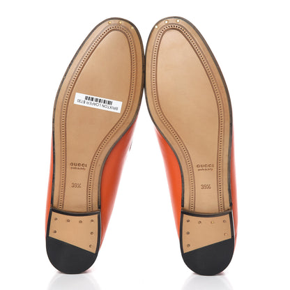 Gucci Lambskin Womens Brixton Horsebit Loafers 39.5 Deep Orange 5 of 8