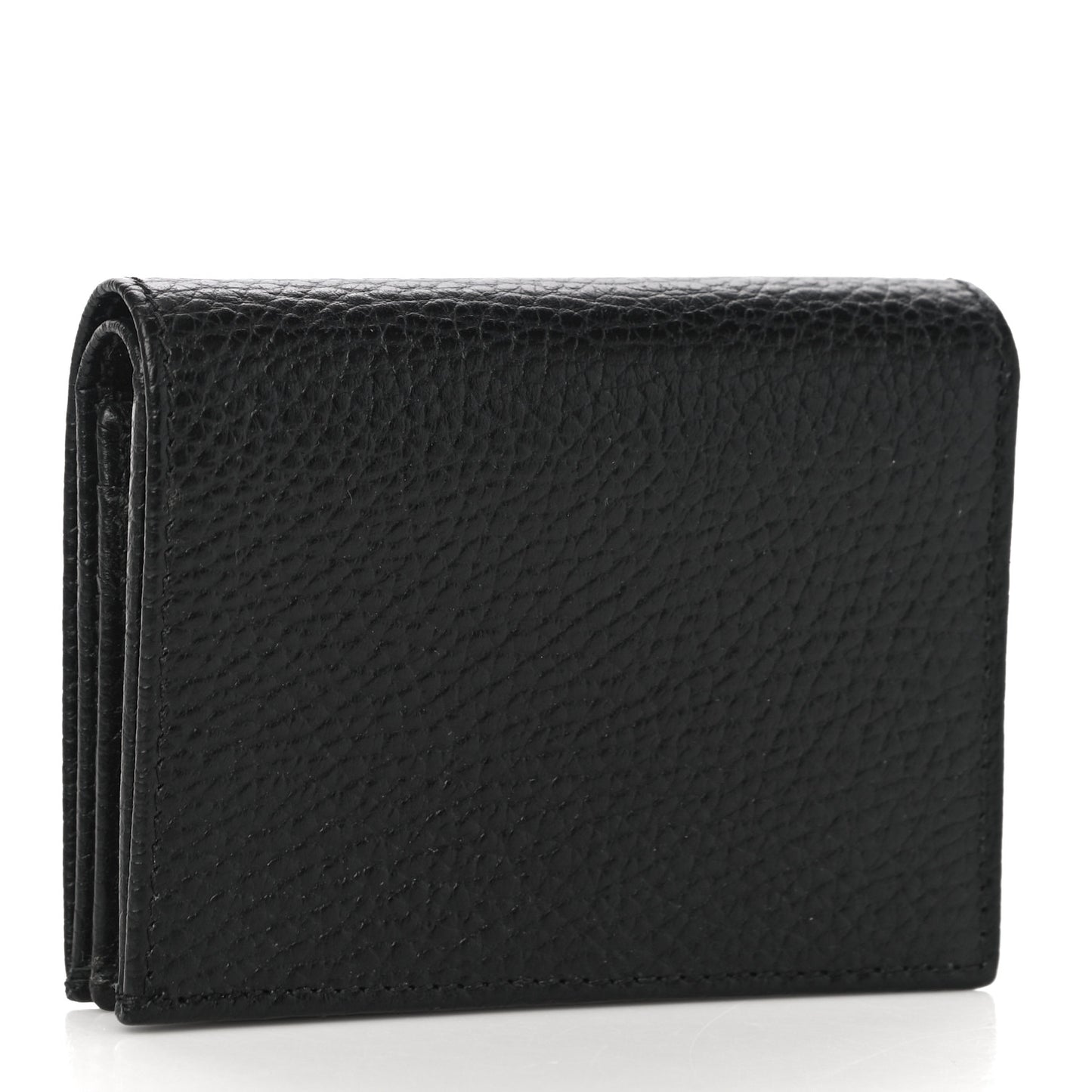 Pebbled Calfskin GG Marmont Card Case Black