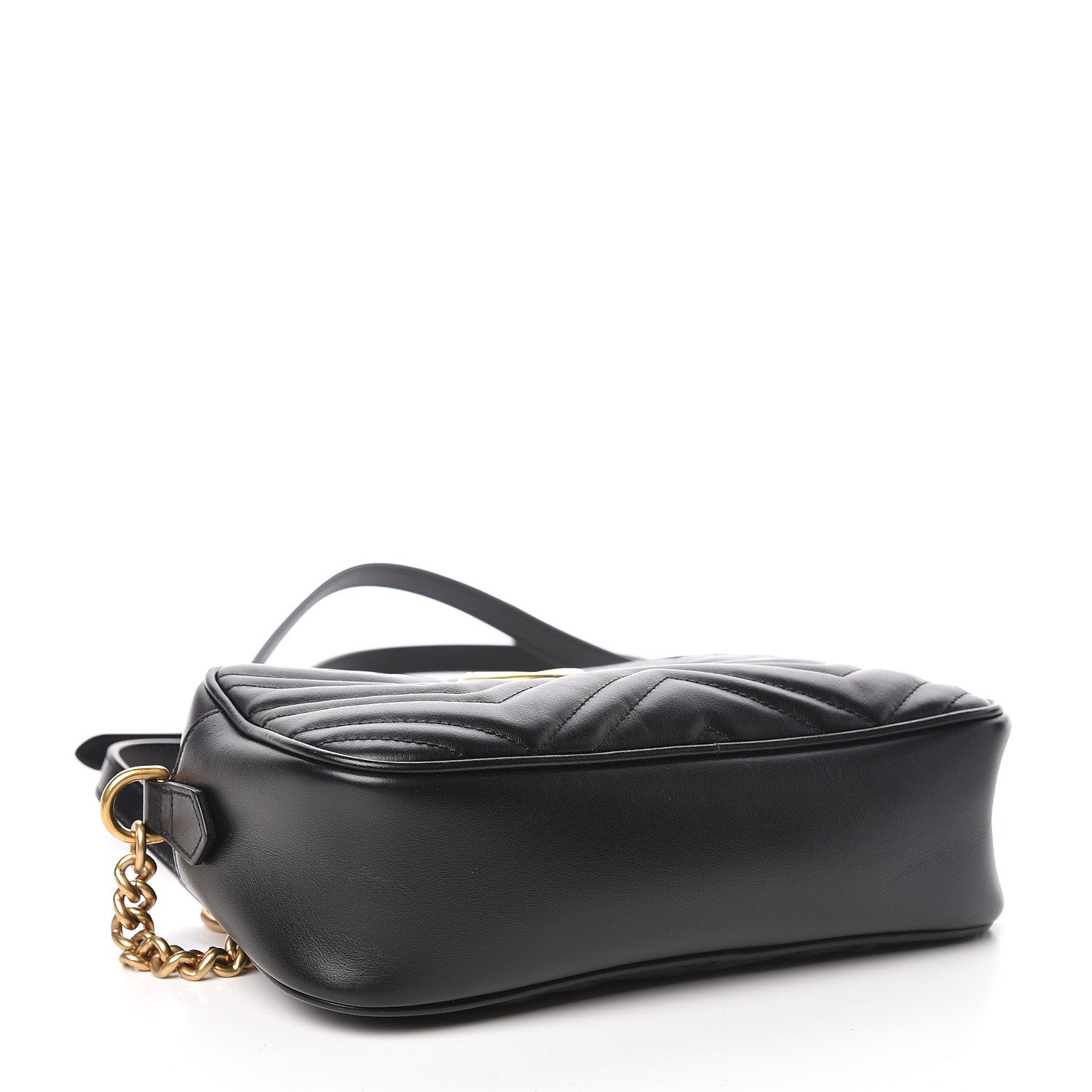 Gucci Calfskin Matelasse Small GG Marmont Chain Shoulder Bag Black 4 of 10