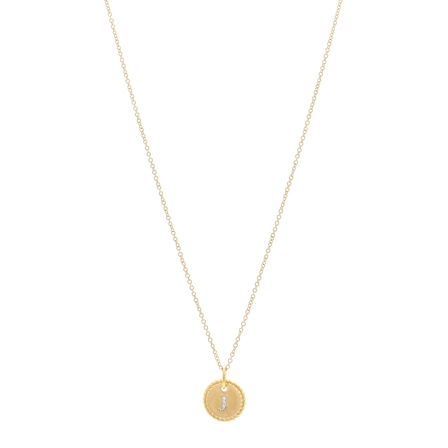 18K Yellow Gold Diamond Initial J Charm Pendant Necklace