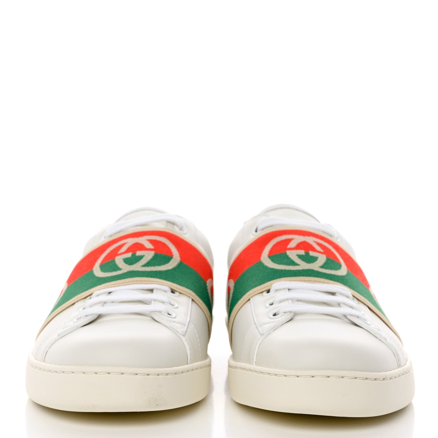 Gucci Calfskin Web Interlocking G Mens Ace Sneakers 9 White 2 of 9