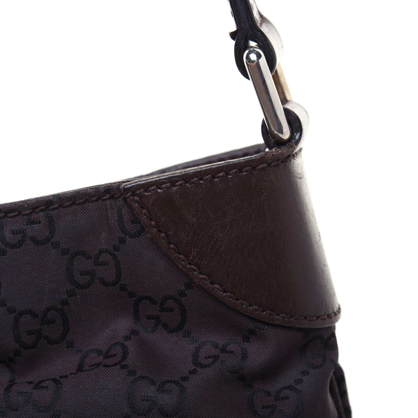 Nylon Monogram Signature Hobo Shoulder Bag Dark Brown