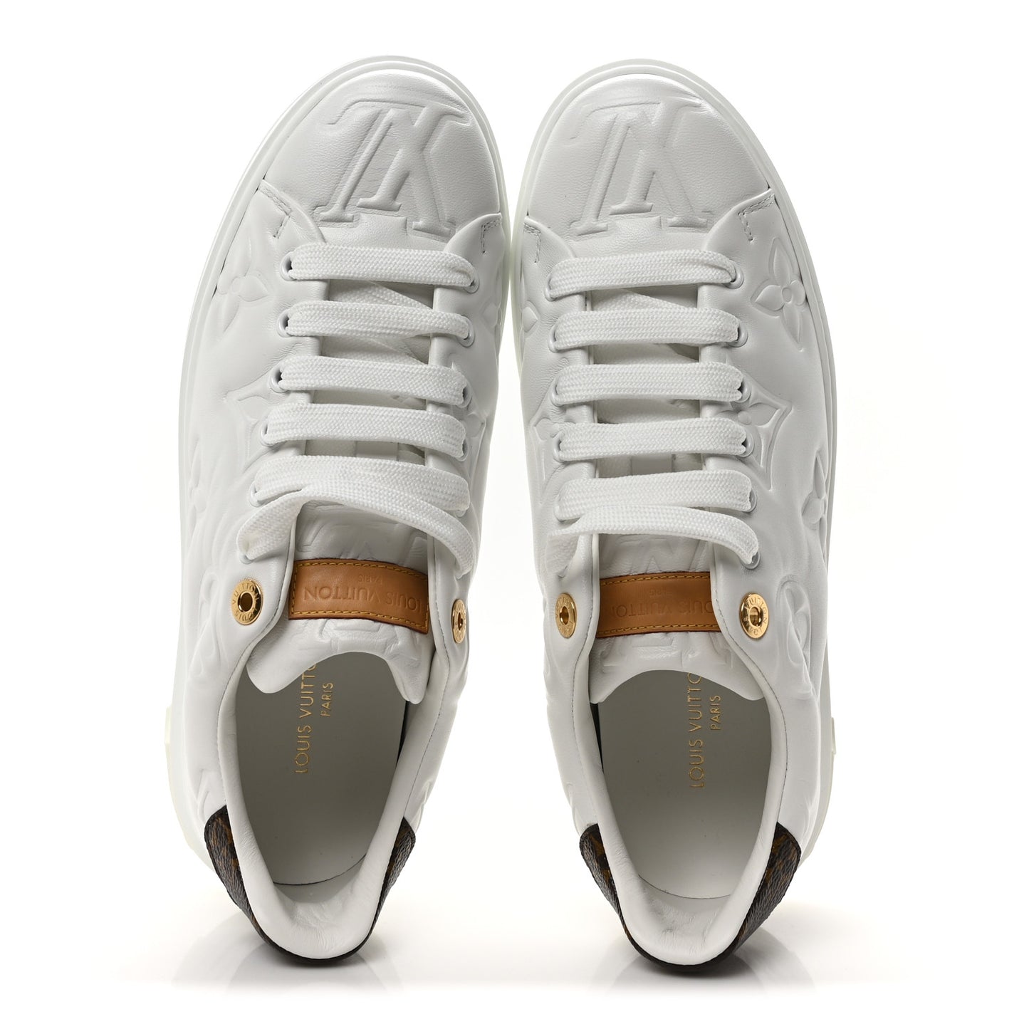 Lambskin Embossed Monogram Uniformes Time Out Sneakers 39.5 White