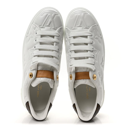 Louis Vuitton Lambskin Embossed Monogram Uniformes Time Out Sneakers 39.5 White 2 of 8