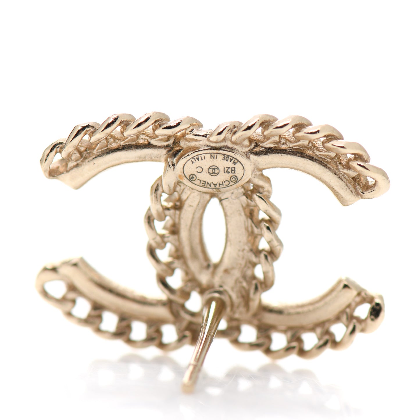 Crystal Chain CC Earrings Gold