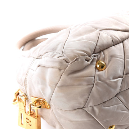Prada Tessuto Nylon Chevron Quilted Dome Satchel Alluminio 5 of 14