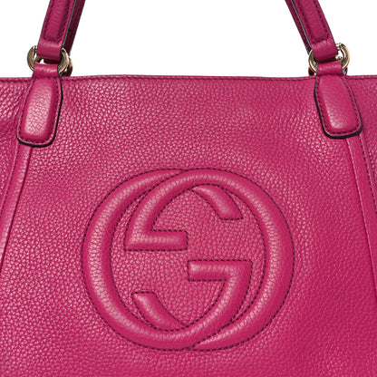Gucci Pebbled Calfskin Small Soho Top Handle Bag Bright Bougainvillea 8 of 11