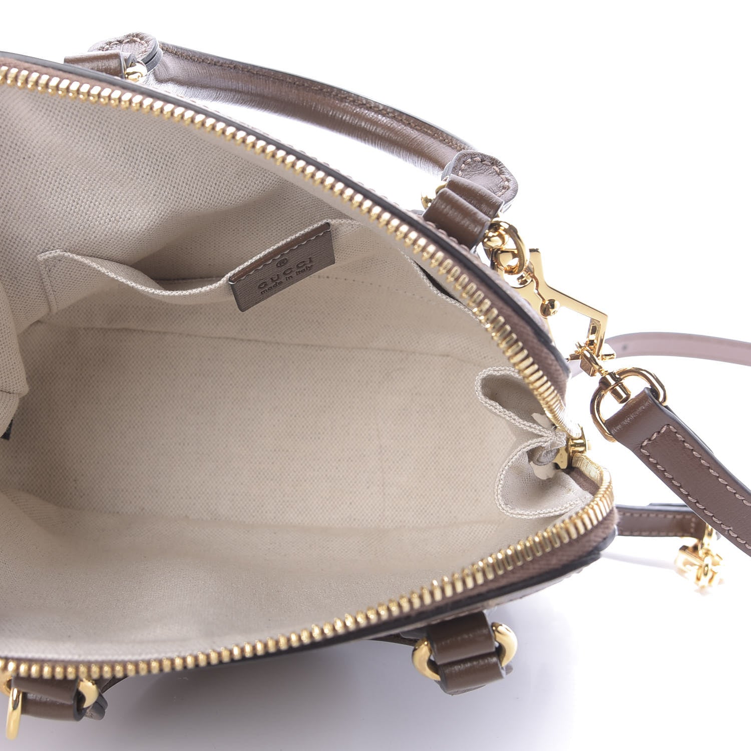 Gucci GG Supreme Monogram Azalea Calfskin Mini Horsebit 1955 Top Handle Bag Beige Ebony Brown Sugar 5 of 9