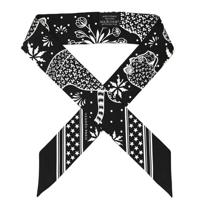 Hermes Silk Les Leopards Twilly Black White 1 of 4