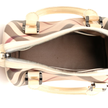Burberry Supernova Check Patent Mini Chester Bowling Bag White 4 of 24