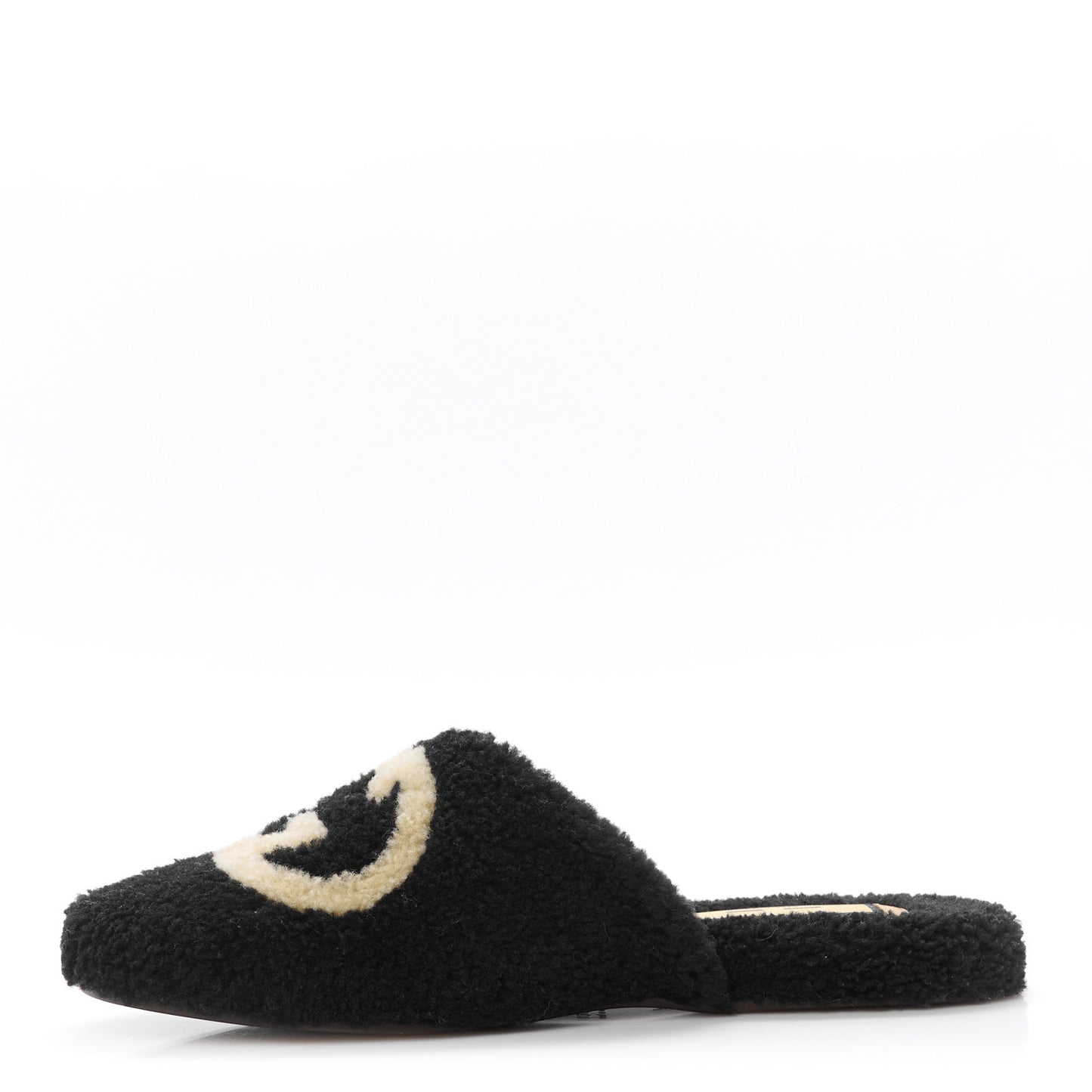 Shearling Interlocking G Mens Eileen Slippers 8 Black Butterscotch
