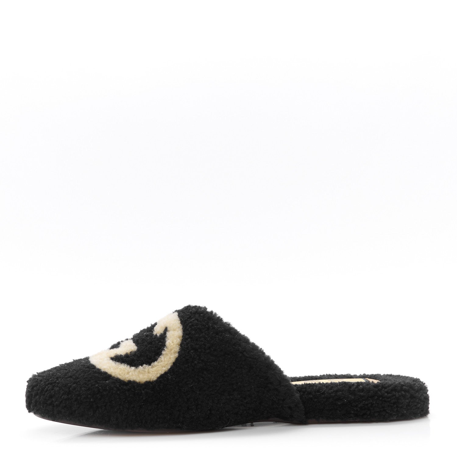 Gucci Shearling Interlocking G Mens Eileen Slippers 8 Black Butterscotch 1 of 9