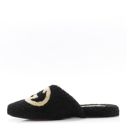 Gucci Shearling Interlocking G Mens Eileen Slippers 8 Black Butterscotch 1 of 9
