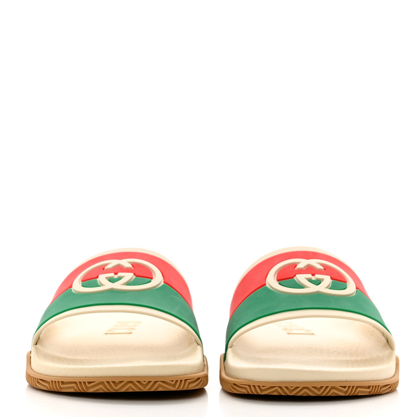 Rubber Web Womens Interlocking G Slide Sandals 36 Mystic White Green Red
