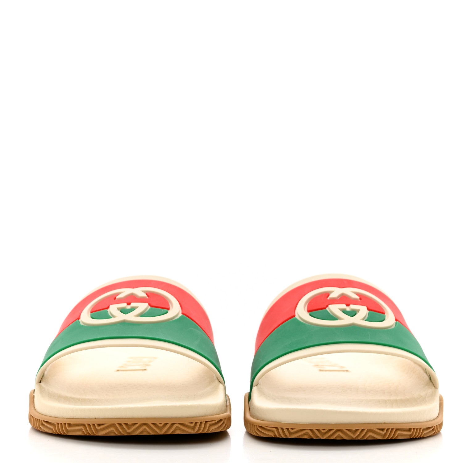 Gucci Rubber Web Womens Interlocking G Slide Sandals 36 Mystic White Green Red 2 of 8