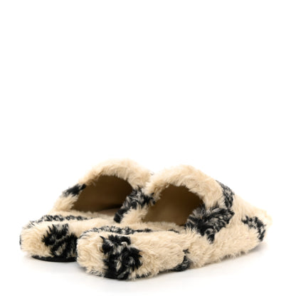 Balenciaga Faux Fur Allover Logo Teddy 5mm Mules 38 Beige Black 5 of 8