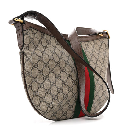 Gucci GG Supreme Monogram Web Small Ophidia Half Moon Hobo Brown 3 of 10