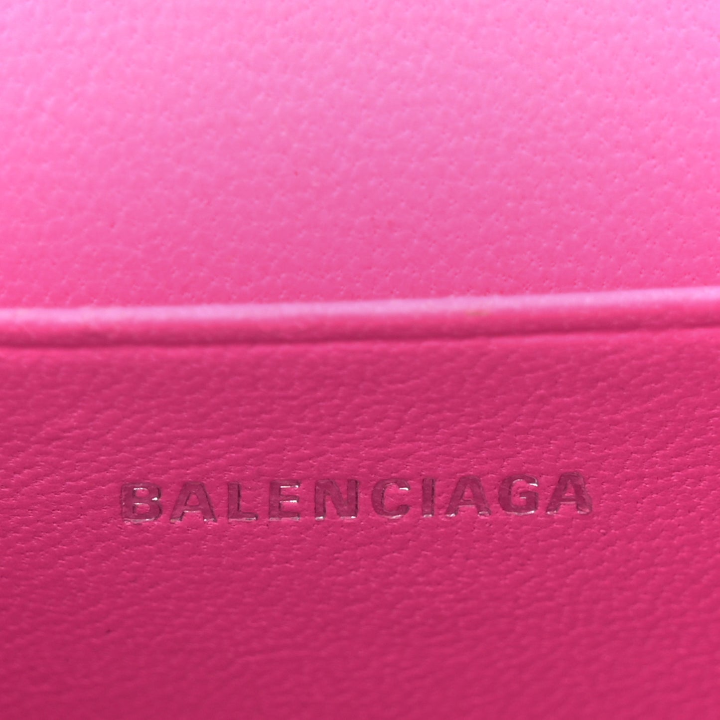 Shiny Calfskin Crocodile Embossed Hourglass Top Handle Bag Mini with Chain Neon Pink