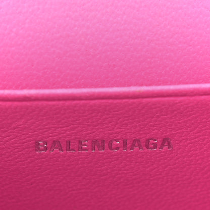 Balenciaga Shiny Calfskin Crocodile Embossed Hourglass Top Handle Bag Mini with Chain Neon Pink 6 of 13
