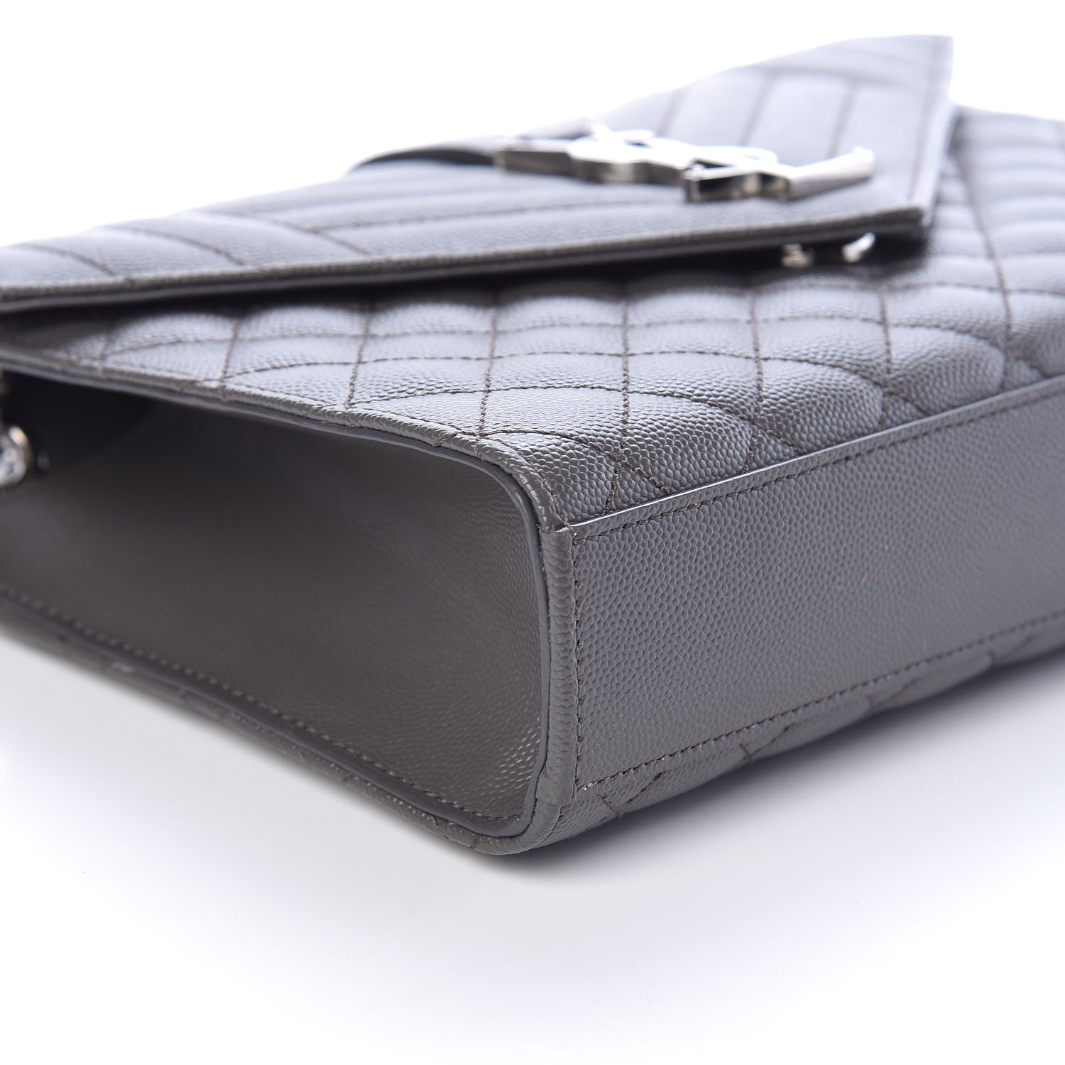 Saint Laurent Grain De Poudre Textured Mixed Matelasse Medium Triquilt Monogram Satchel Earth 7 of 9