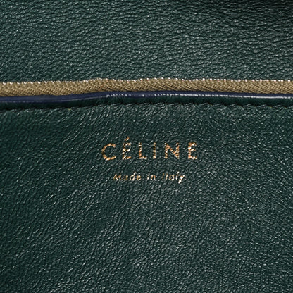 Celine Calfskin Suede Pony Hair Tri-Color Diamond Clutch Green 8 of 13