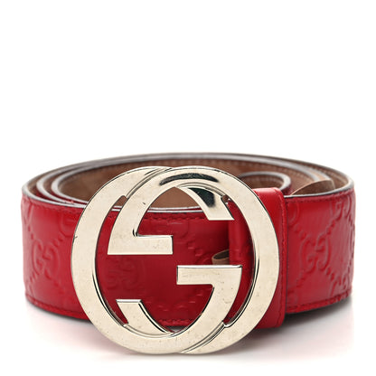 Gucci Guccissima Signature Interlocking G 40mm Belt 100 40 Hibiscus Red 1 of 5