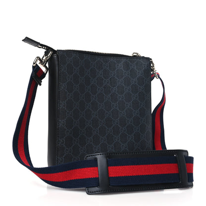Gucci GG Supreme Monogram Web Small Flat Messenger Bag Black Grey 3 of 10