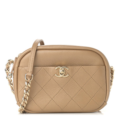 Chanel Goatskin Quilted Small Casual Trip Camera Case Beige 1 of 9