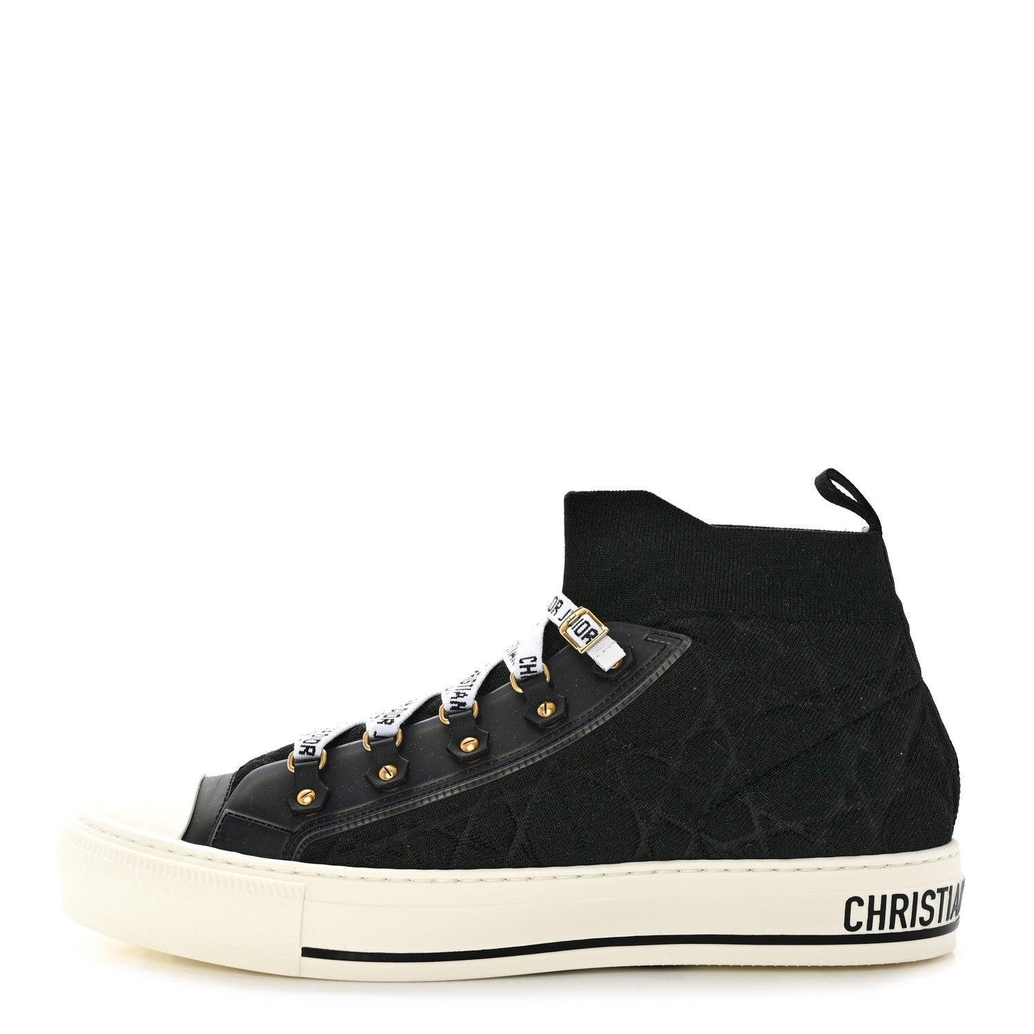 Christian Dior Technical Knit Calfskin Womens Walk'N'Dior High Top Sneaker 41 Black 1 of 7