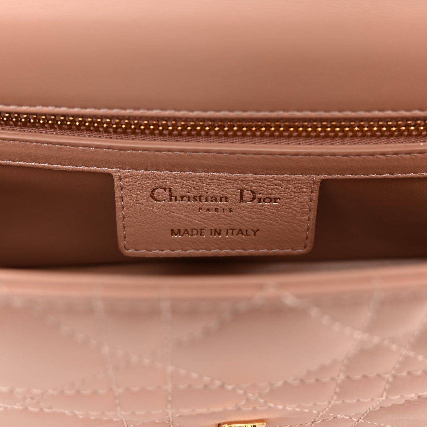 Calfskin Cannage Small Caro Bag Rose De Vents