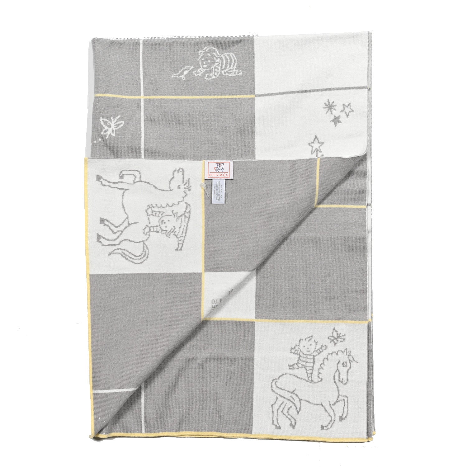 Hermes Wool Cashmere Cabriole Blanket Gris Perle 2 of 3