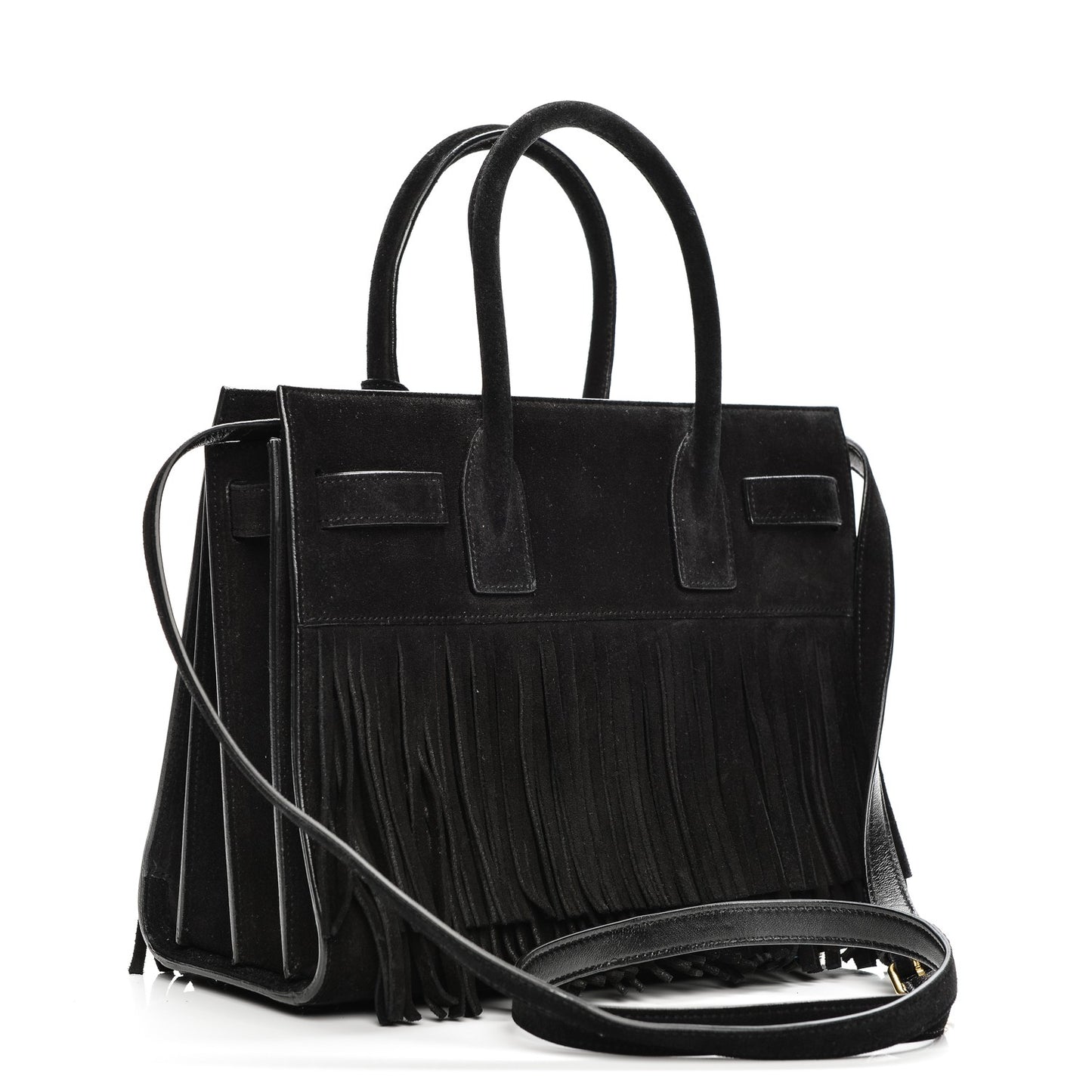 Suede Fringe Baby Sac De Jour Black
