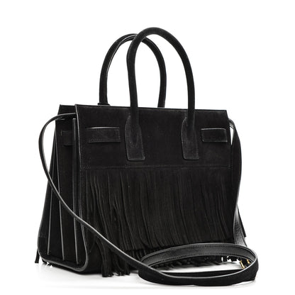 Saint Laurent Suede Fringe Baby Sac De Jour Black 3 of 6