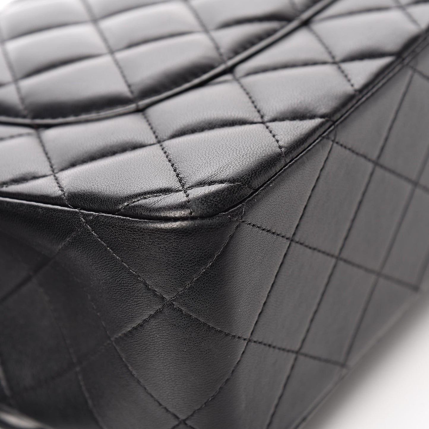 Lambskin Quilted Jumbo Double Flap Black