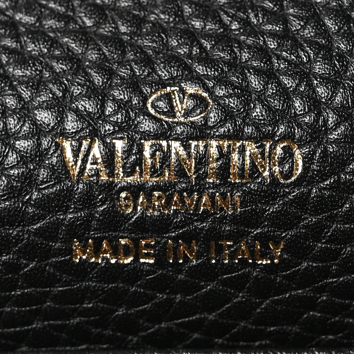 Pebbled Calfskin Rockstud Envelope Wallet on Chain Black