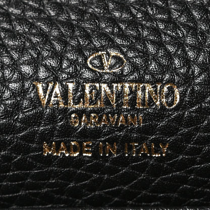 Valentino Garavani Pebbled Calfskin Rockstud Envelope Wallet on Chain Black 6 of 9